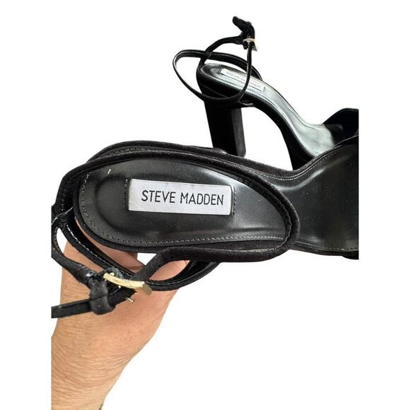 Steve Madden Lessa Sandals Platform Chunky Heel Shoes 10M Black Suede HoCo Prom - Picture 6 of 7